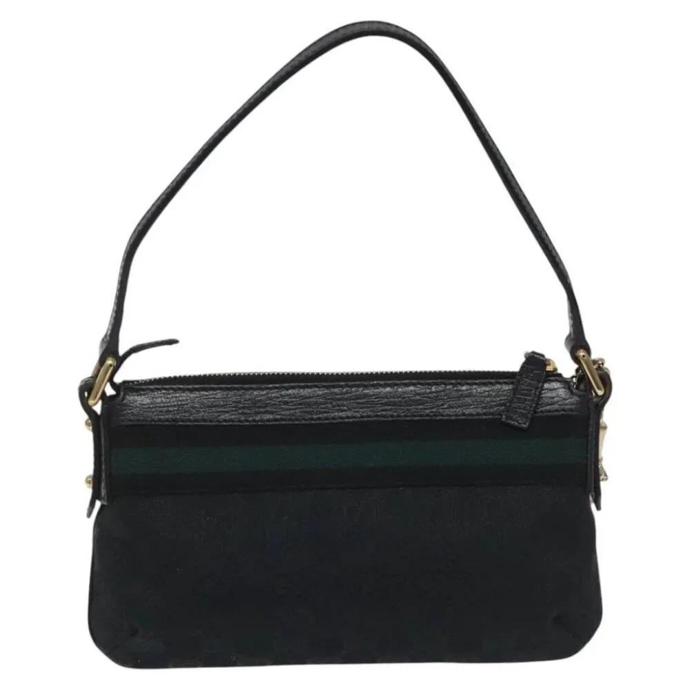 GUCCI GG Canvas Sherry Line Accessory Pouch Black Khaki 145970 Auth KD125V - Picture 3 of 14